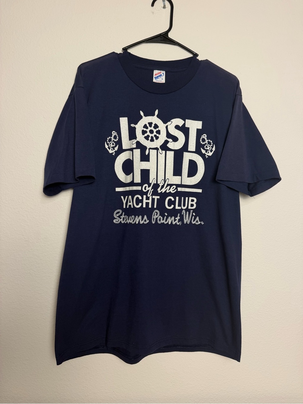 jerzees Lost Child of the Yacht Club Navy Wisconsin Vintage single stitched XL
